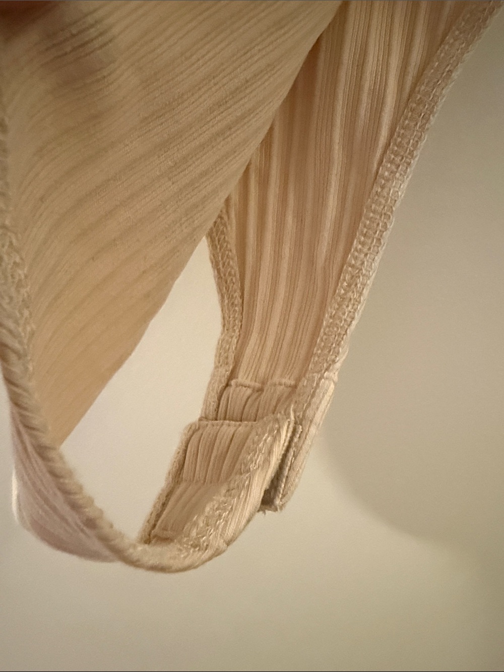 Zara Cream Ribbed Halter-Keyhole One-Piece - Picture 4 of 4